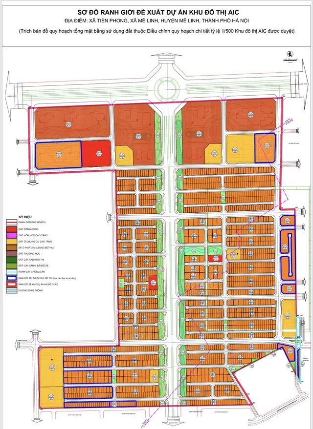 Mặt bằng Khu đô thị AIC Mê Linh Hà Nội